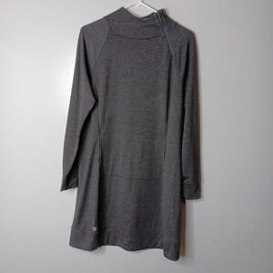 Title Nine Guthrie Dress Women L Gray Fresh Terry Mock Neck Side Zip Long Sleeve
